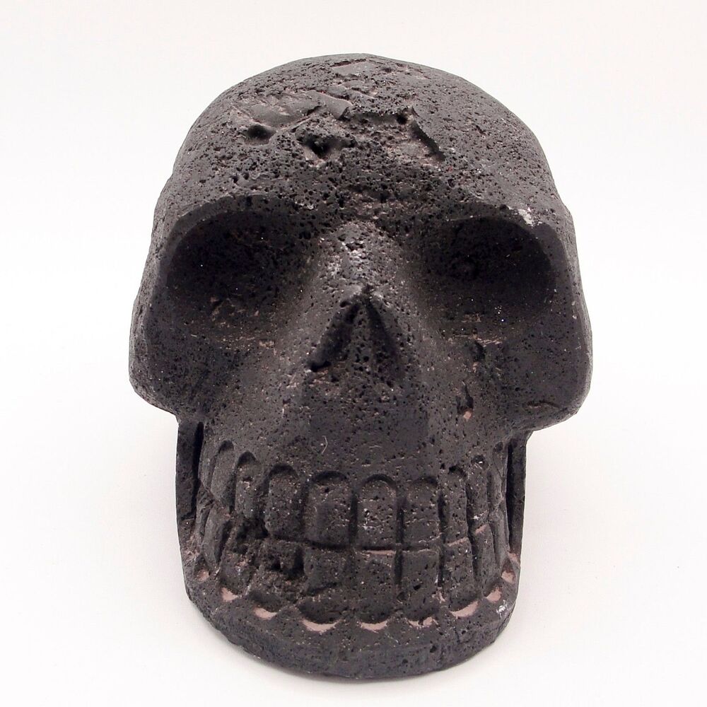 Skullis 6" Hot Lava Stone Hand Carved Crystal Skull Crystal Healing Sculpture